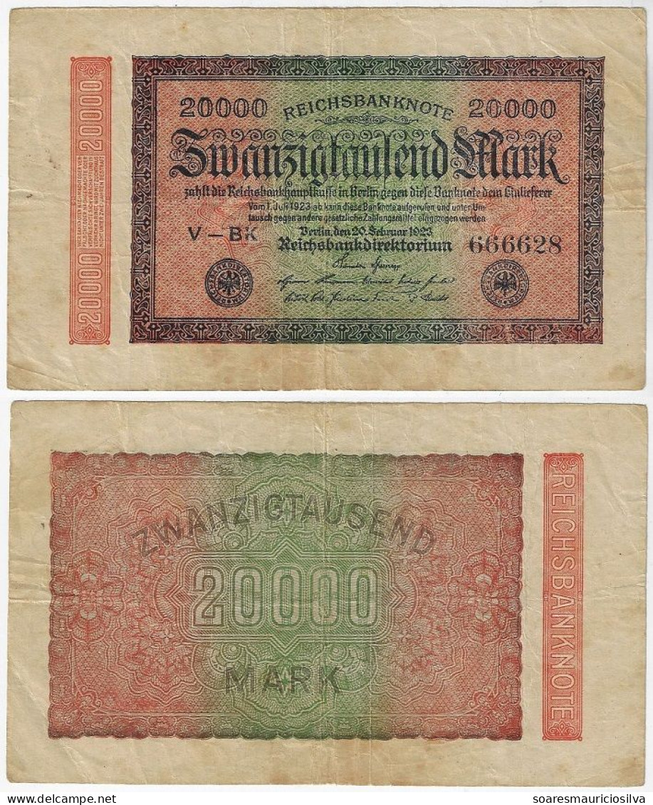 Germany Banknote 20 Thousand 20,000 Mark 1923 Pick-85a VG (catalog US$5) - 20000 Mark