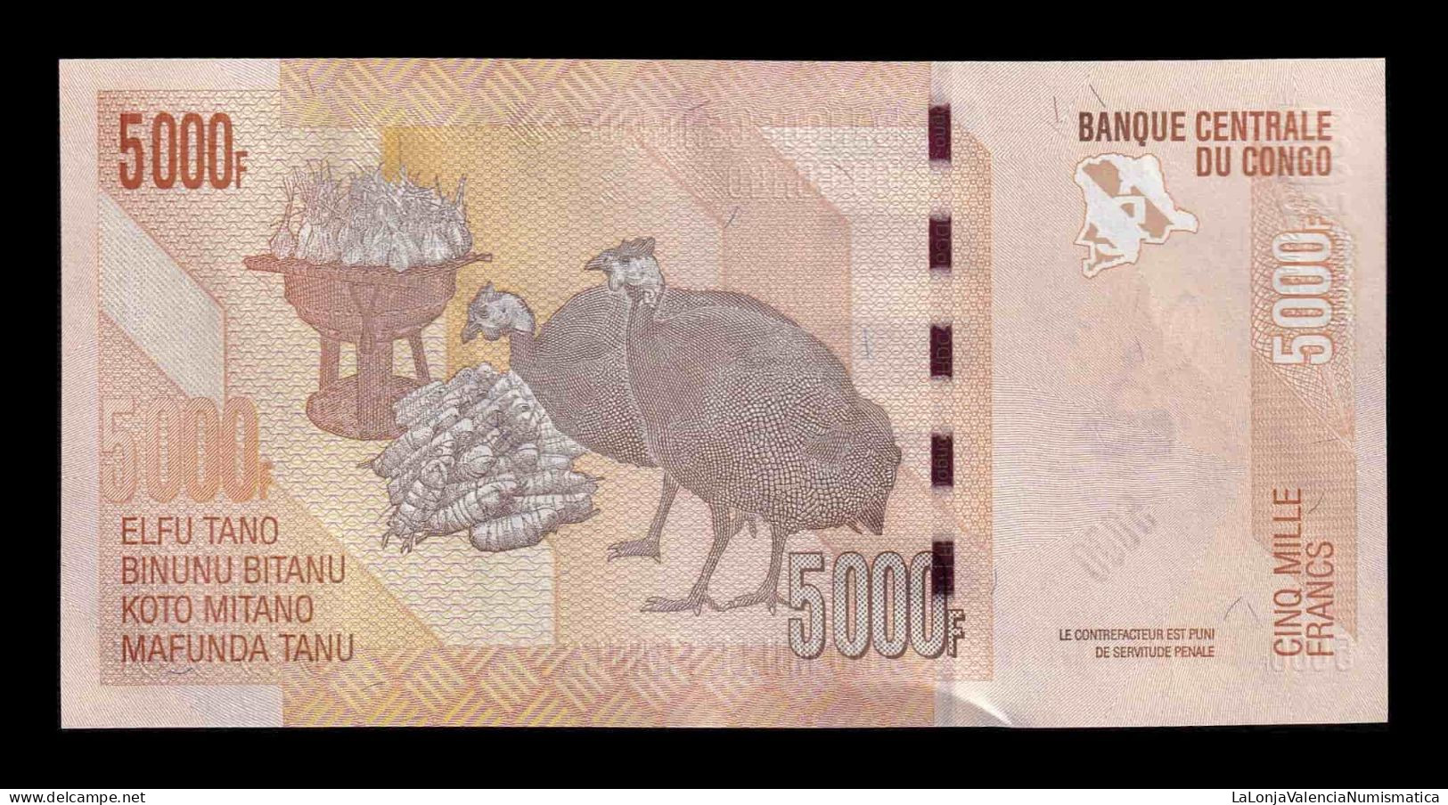 Congo República Democrática Lot 10 Banknotes 5000 Francs 2022 (2023) Pick 102 New Sc Unc - República Democrática Del Congo & Zaire