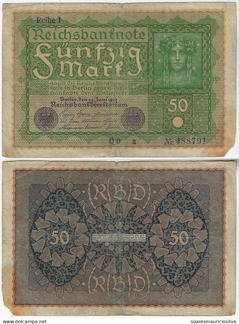 Germany Banknote 50 Mark 1919 Pick-66 Good (catalog US$5) - 50 Mark