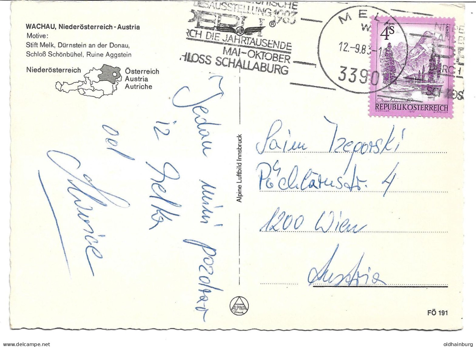 1662n: AK 3390 Melk, Wachau (Dürnstein, Aggstein, Usw.) Gelaufen 1983 - Wachau