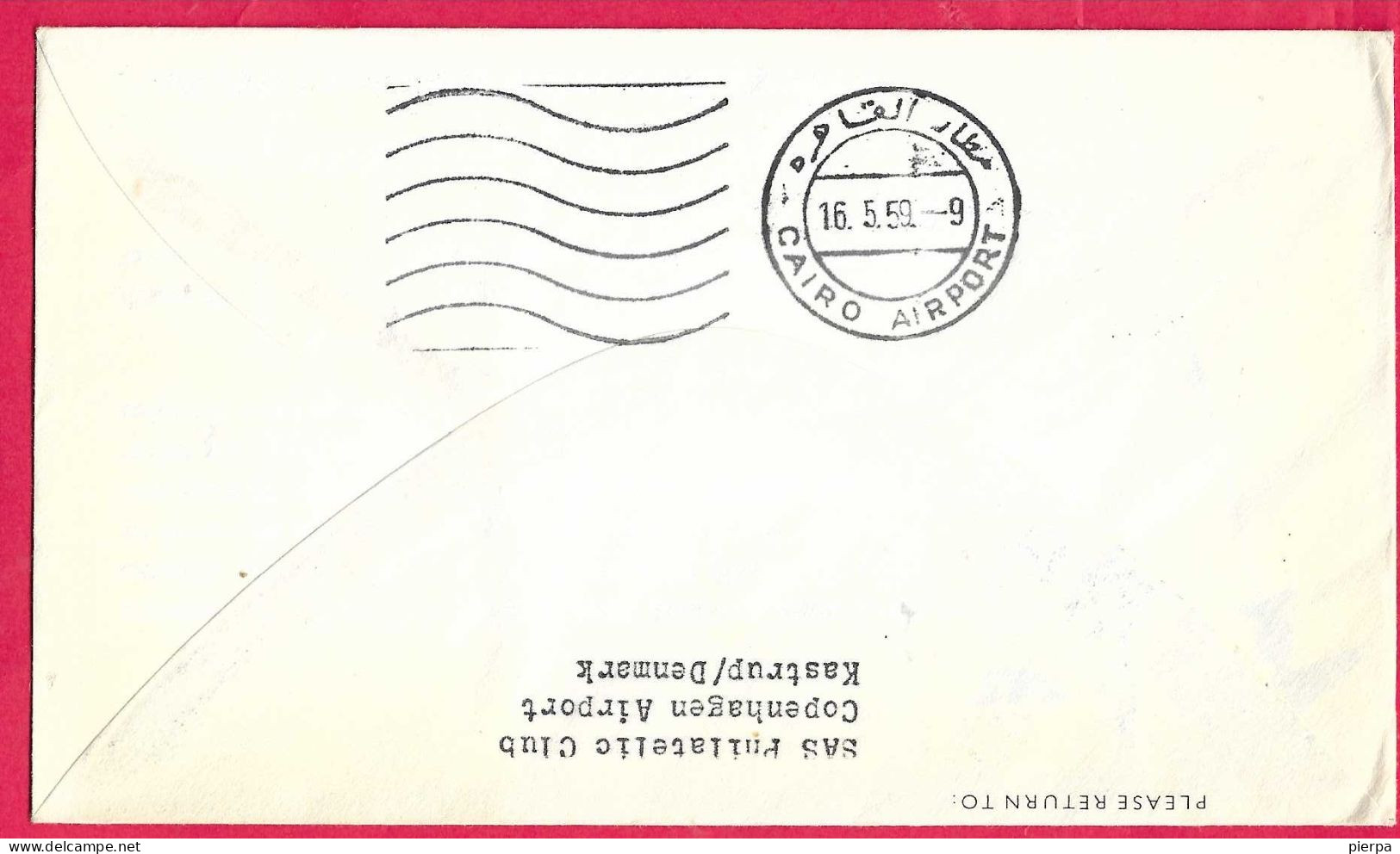 DANMARK - FIRST CARAVELLE FLIGHT - SAS - FROM KOBENHAVN TO  CAIRO *15.5.59* ON OFFICIAL COVER - Posta Aerea