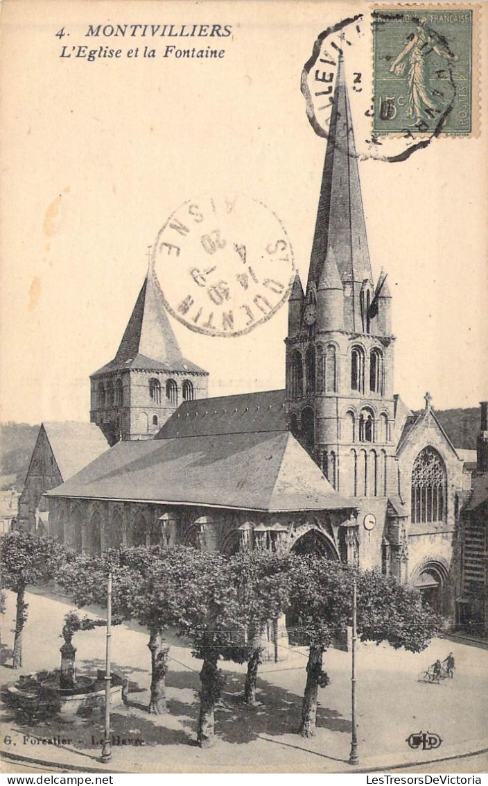 FRANCE - 76 - MONTIVILLIERS - L'église Et La Fontaine - Carte Postale Ancienne - Montivilliers