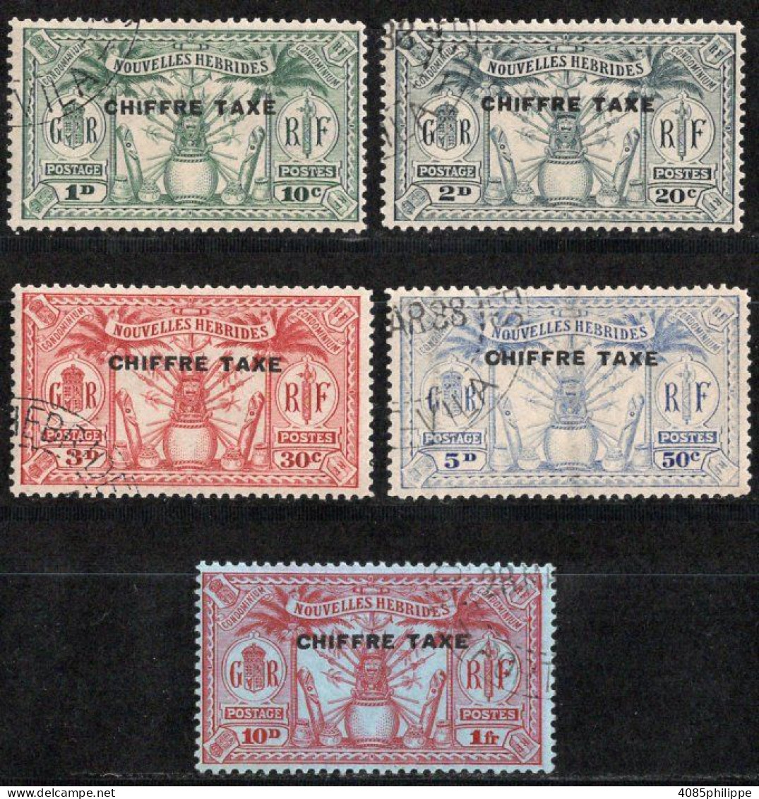 Nouvelles HEBRIDES Timbres Taxe N°1 à 5 Oblitérés TB Cote 37.50€ - Portomarken