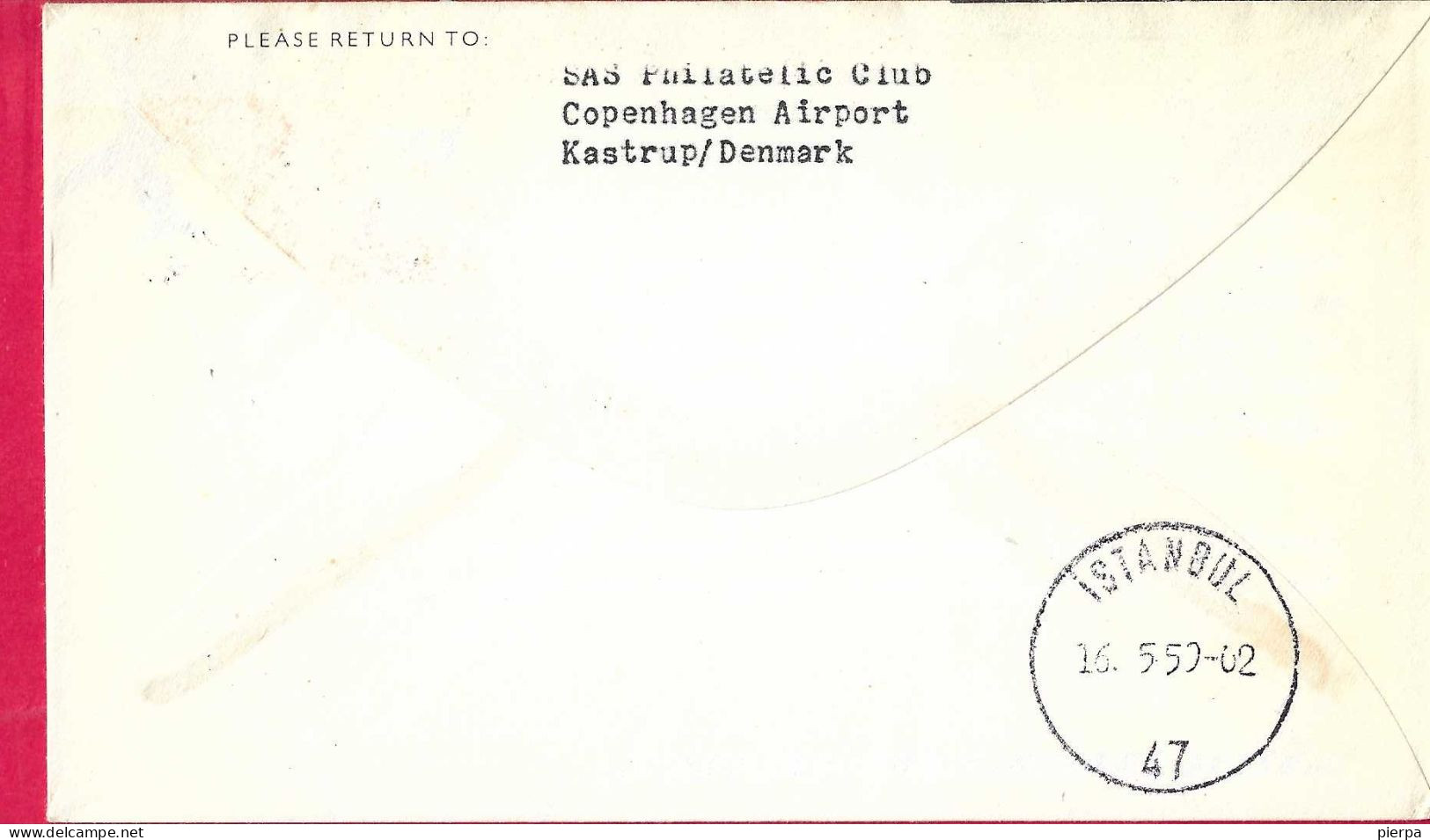 DANMARK - FIRST CARAVELLE FLIGHT - SAS - FROM KOBENHAVN TO ISTANBUL *15.5.59* ON OFFICIAL COVER - Airmail