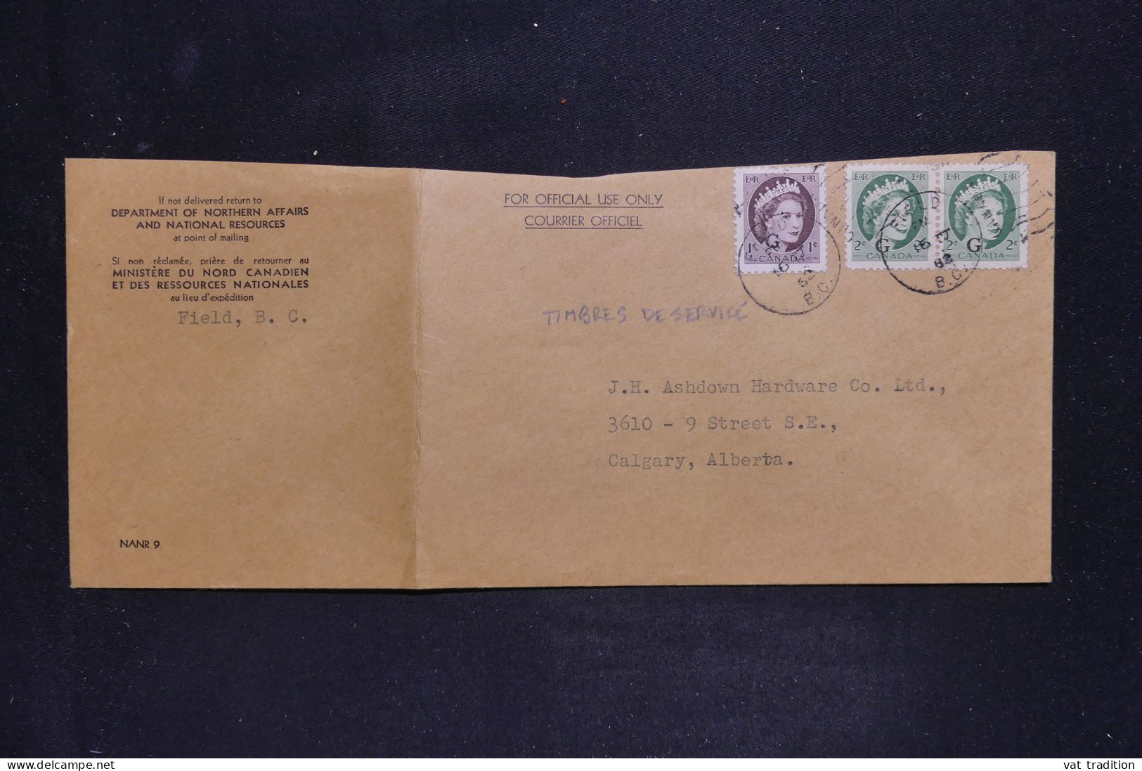 CANADA - Enveloppe Ministérielle De  Field Pour Calgary En 1962 - L 143088 - Covers & Documents