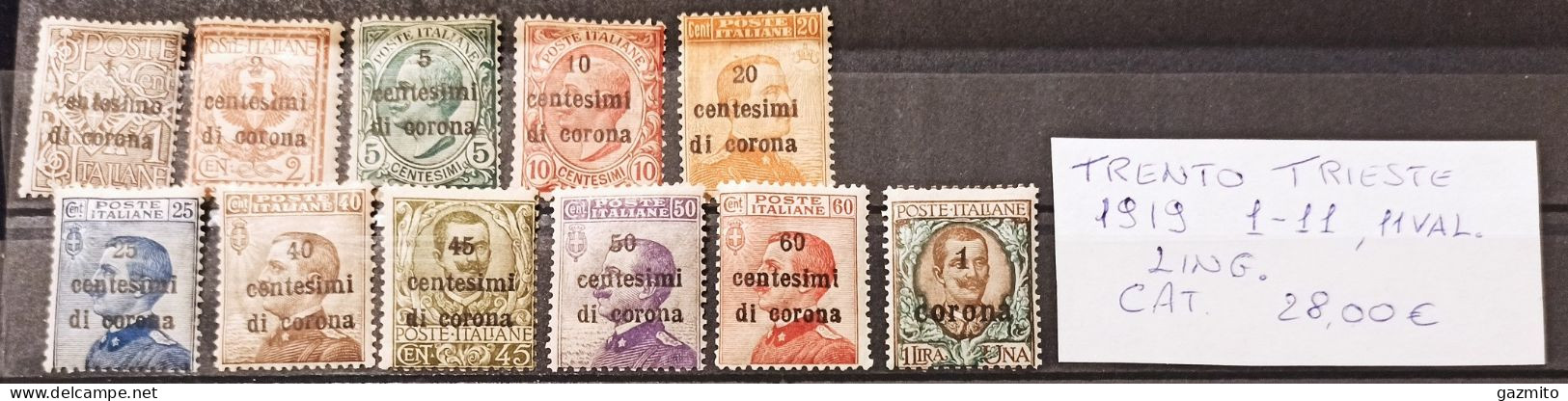 Trento Trieste 1918, Num 1-11, Linguellati, MLH Cat 28euro - Trentino & Triest