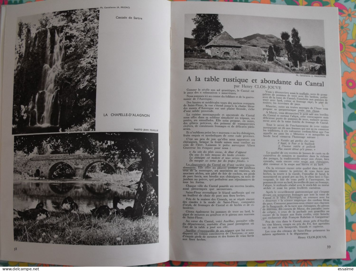 La France à table n° 137. 1969. Cantal. salers aurillac saint-flour auzers  saillant val puy-mary mauriac. gastronomie