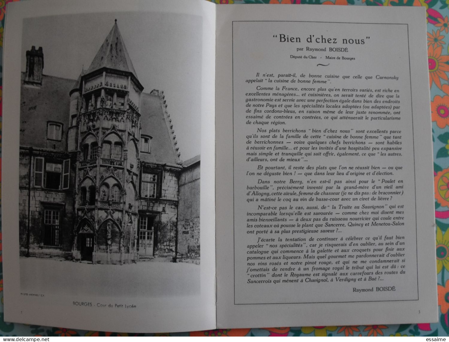 La France à Table N° 96. 1962. Cher. Bourges Nançay Chateaumeillant Noilac Ainay Dun Sancergues Mehun. Gastronomie - Tourismus Und Gegenden