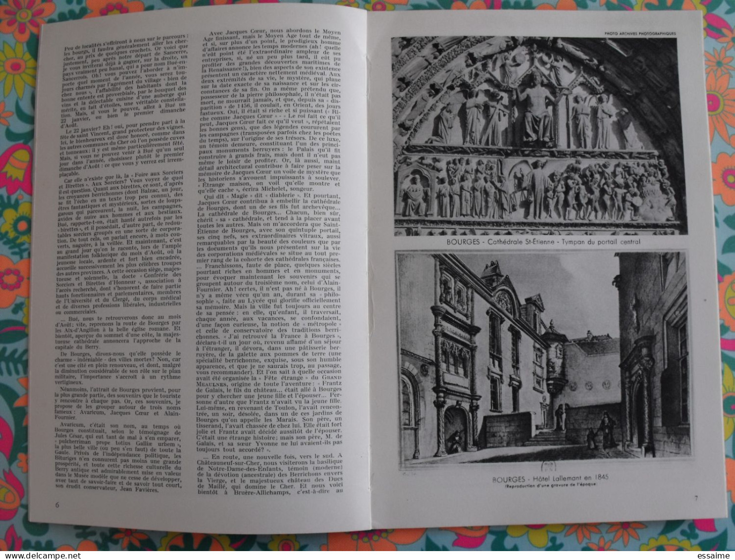 La France à Table N° 96. 1962. Cher. Bourges Nançay Chateaumeillant Noilac Ainay Dun Sancergues Mehun. Gastronomie - Tourismus Und Gegenden