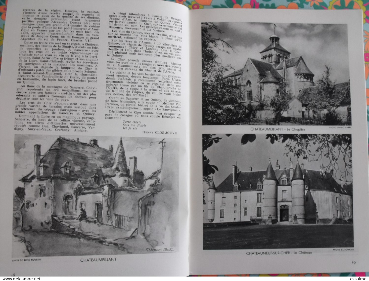 La France à table n° 96. 1962. Cher. bourges nançay chateaumeillant noilac ainay dun sancergues mehun. gastronomie