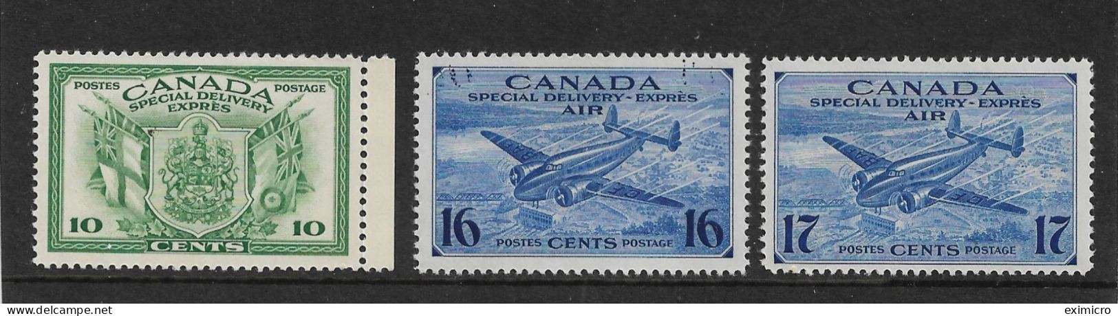 CANADA 1942 - 1943 WAR EFFORT SPECIAL DELIVERY SET SG S12/S14 UNMOUNTED MINT Cat £24+ - Eilbriefmarken