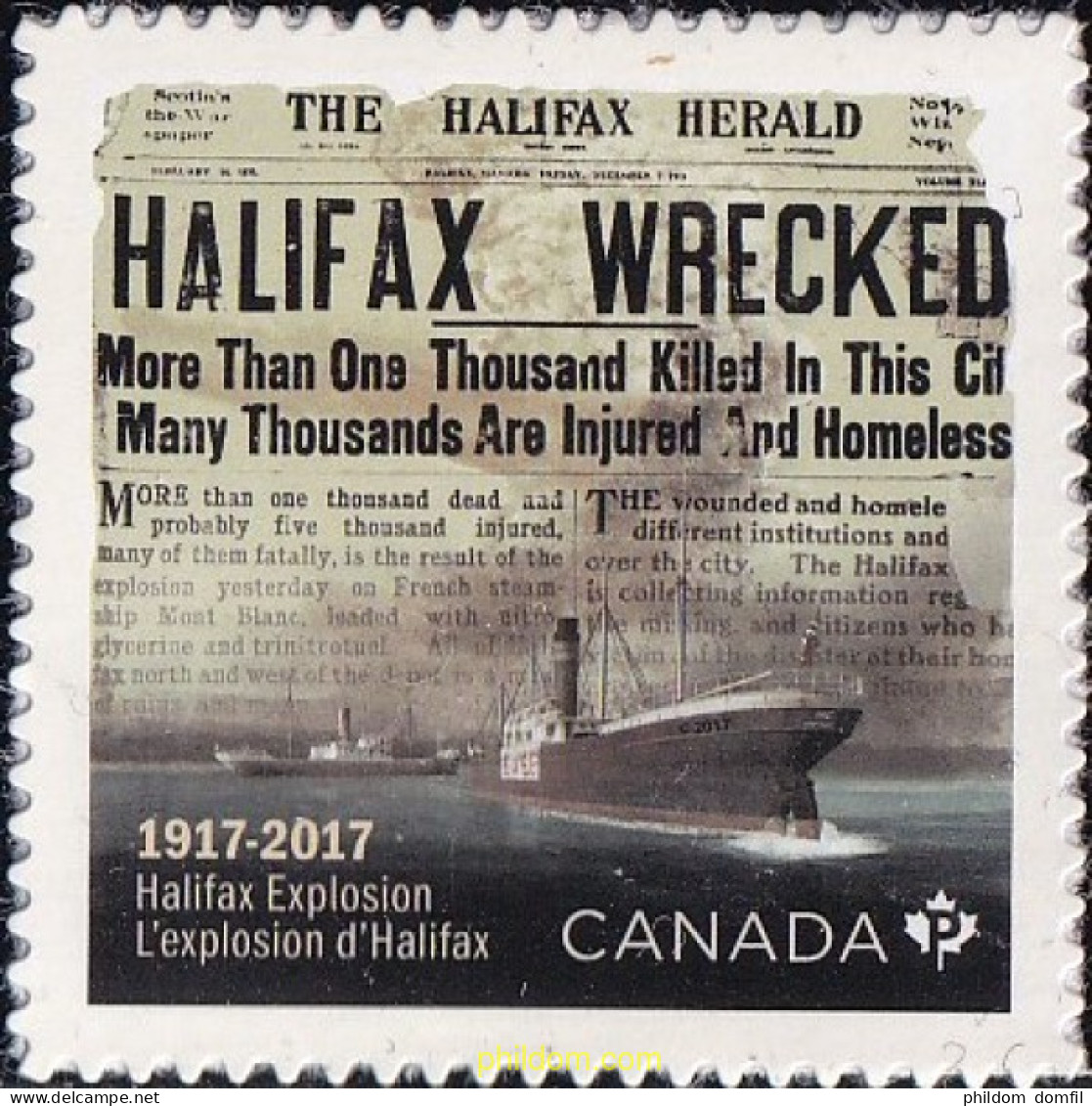 700242 MNH CANADA 2017 CENTENARIO DE LA EXPLOSION DEL B ARCO "MONT-BLANC" EN HALIFAX - Otros & Sin Clasificación