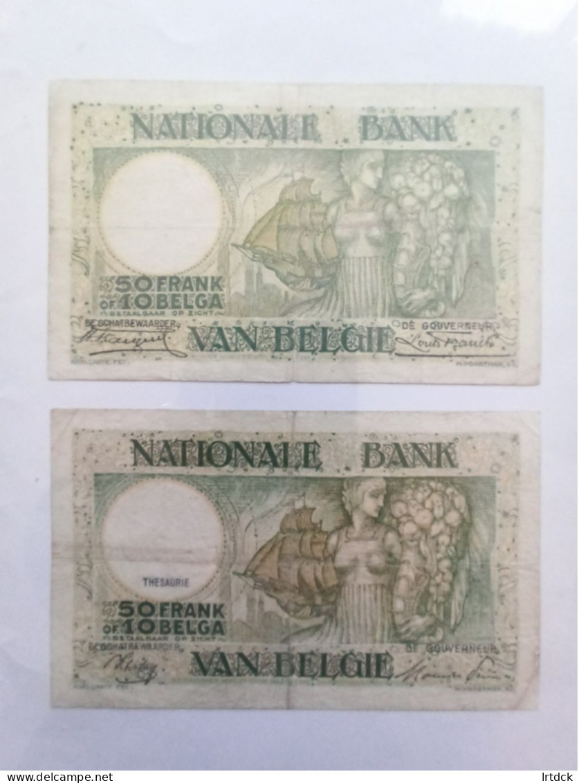 1 Billets 50 Francs  Belgique  1945 - Autres & Non Classés