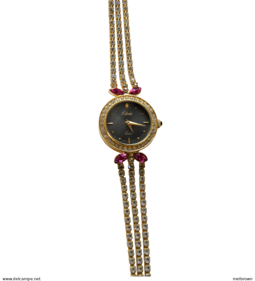 Pretty Vintage Diamante And Gold Tone Ladies Watch - 16.5 Cm - Schmuckuhren