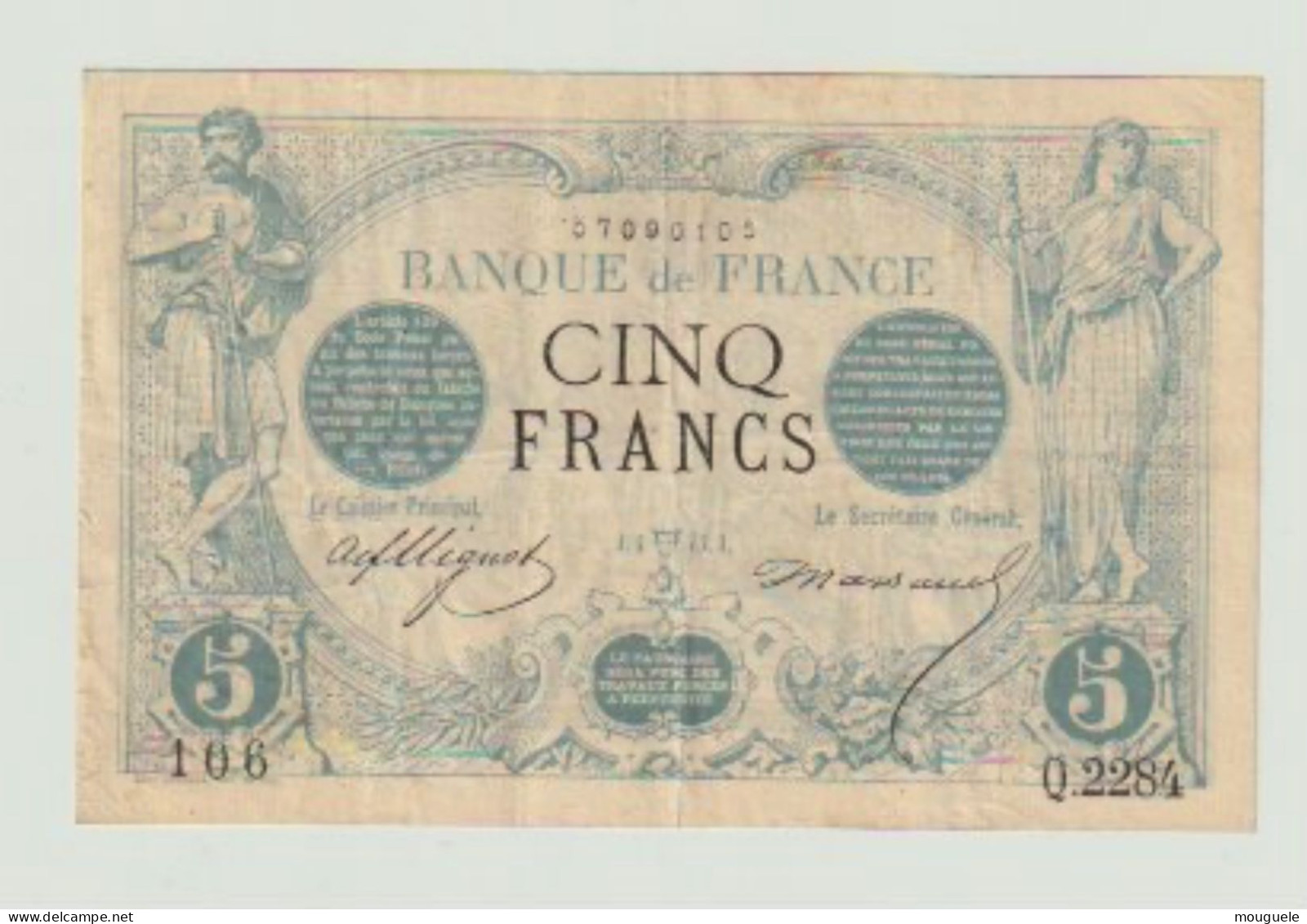 5 Francs Noir Avril 1873 Taureau    Réf. F 01/17 - 5 F 1871-1874 ''Noir''