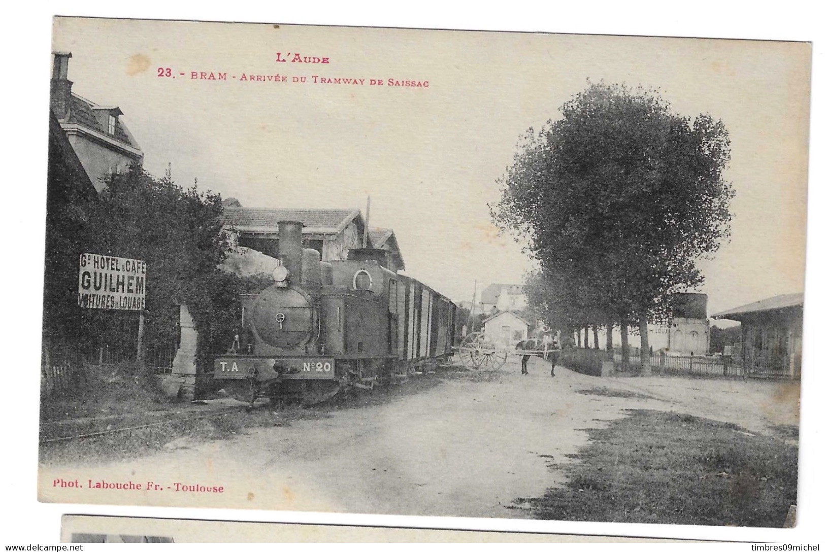 CPA Bram Arrivée Du Tramway De Saissac - Bram