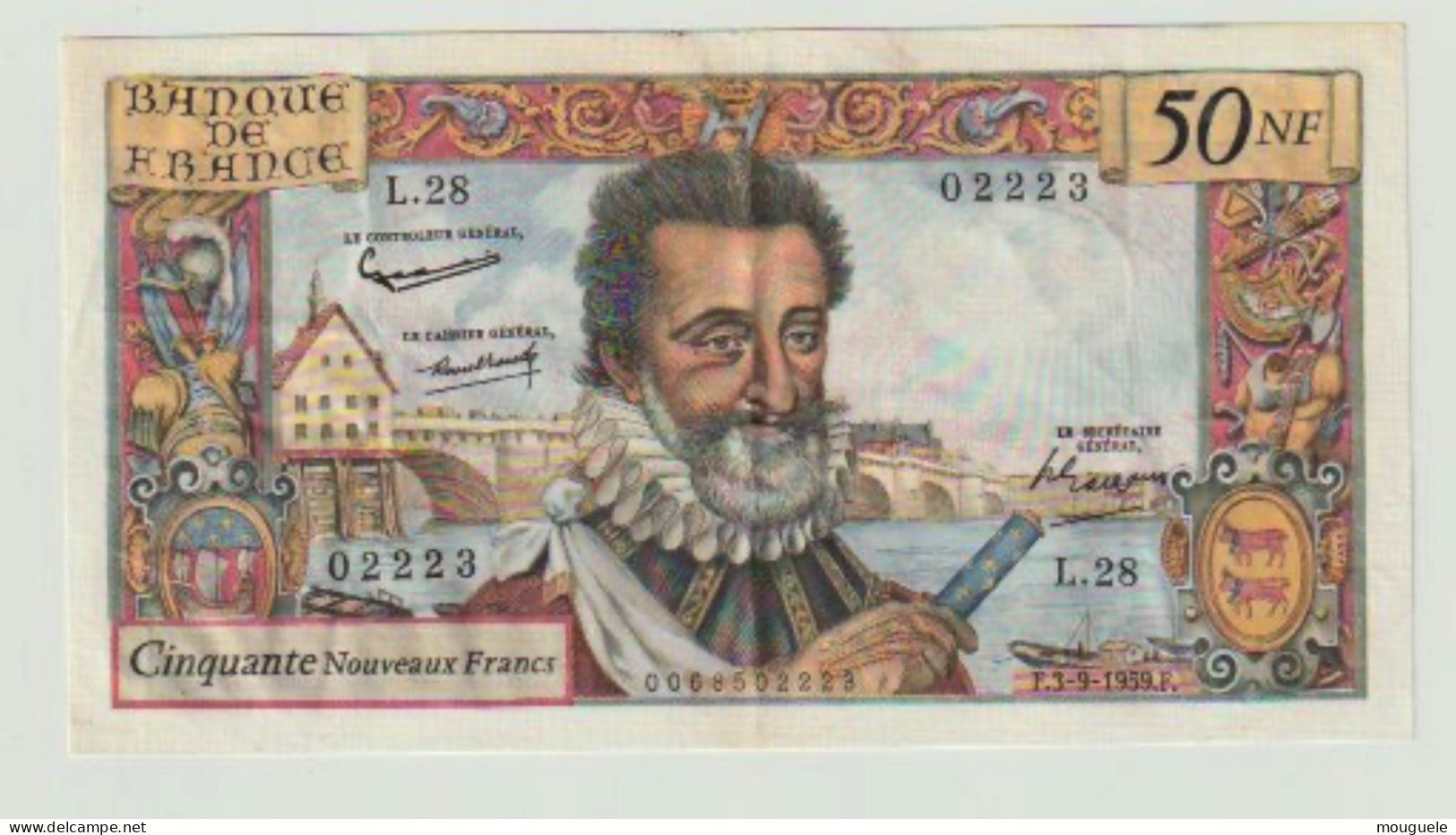 50 Francs Henri 4  Pas D'épinglage Quelque Plis Et Beau Craquant  Sup. - 1955-1959 Sovraccarichi In Nuovi Franchi