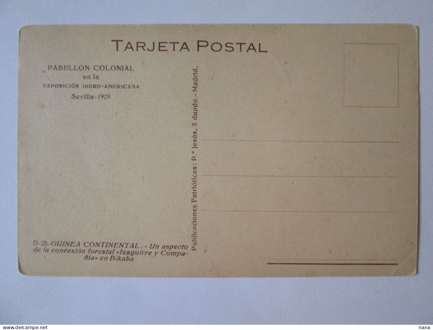 Guinee Equatoriale/Equatorial Guinea-Bikaba:Concession Forestiere Carte Maximum 1929/Forest Concession Maxicard 1929 - Guinée Equatoriale