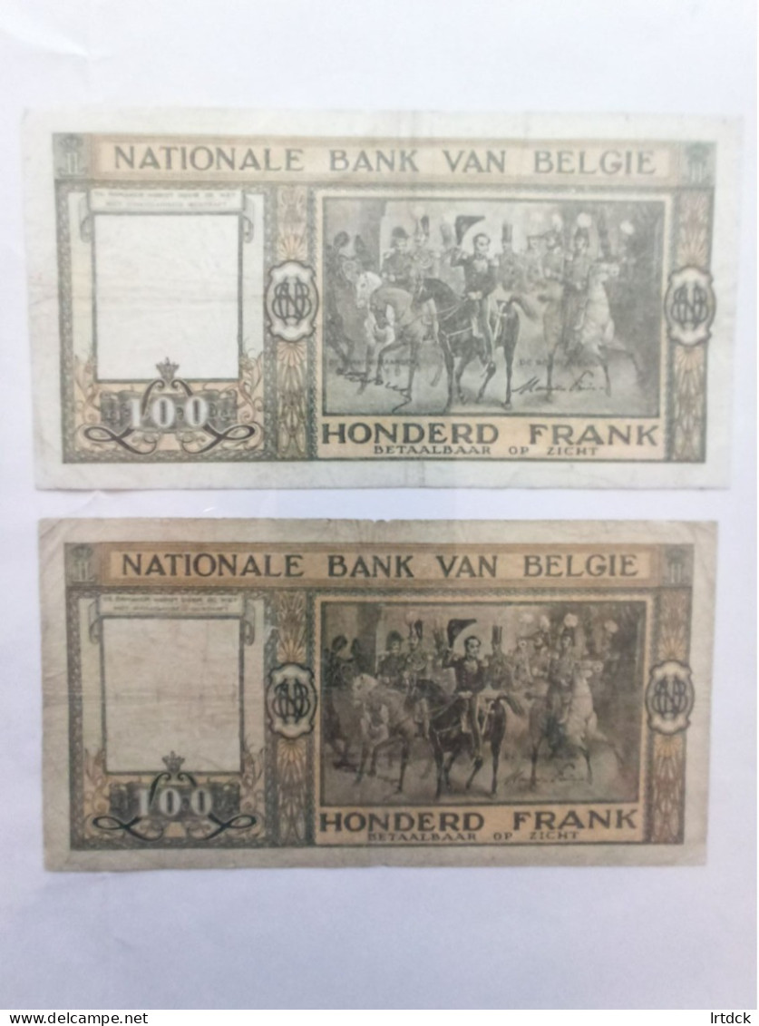 2 Billets Belgique 100 Francs  1948 - 100 Francos