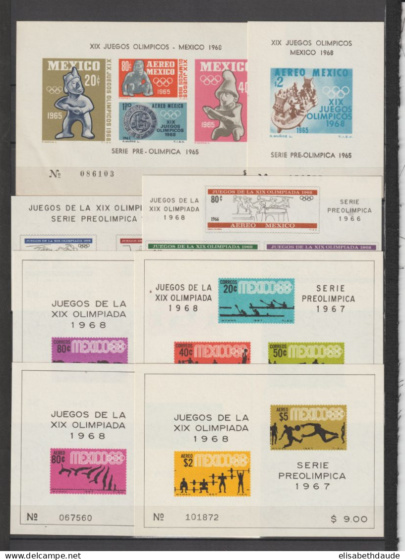 MEXICO - 1965/ - COLLECTION 3 PAGES BLOCS ** MNH - COTE YVERT > 130 EUR. - Mexique