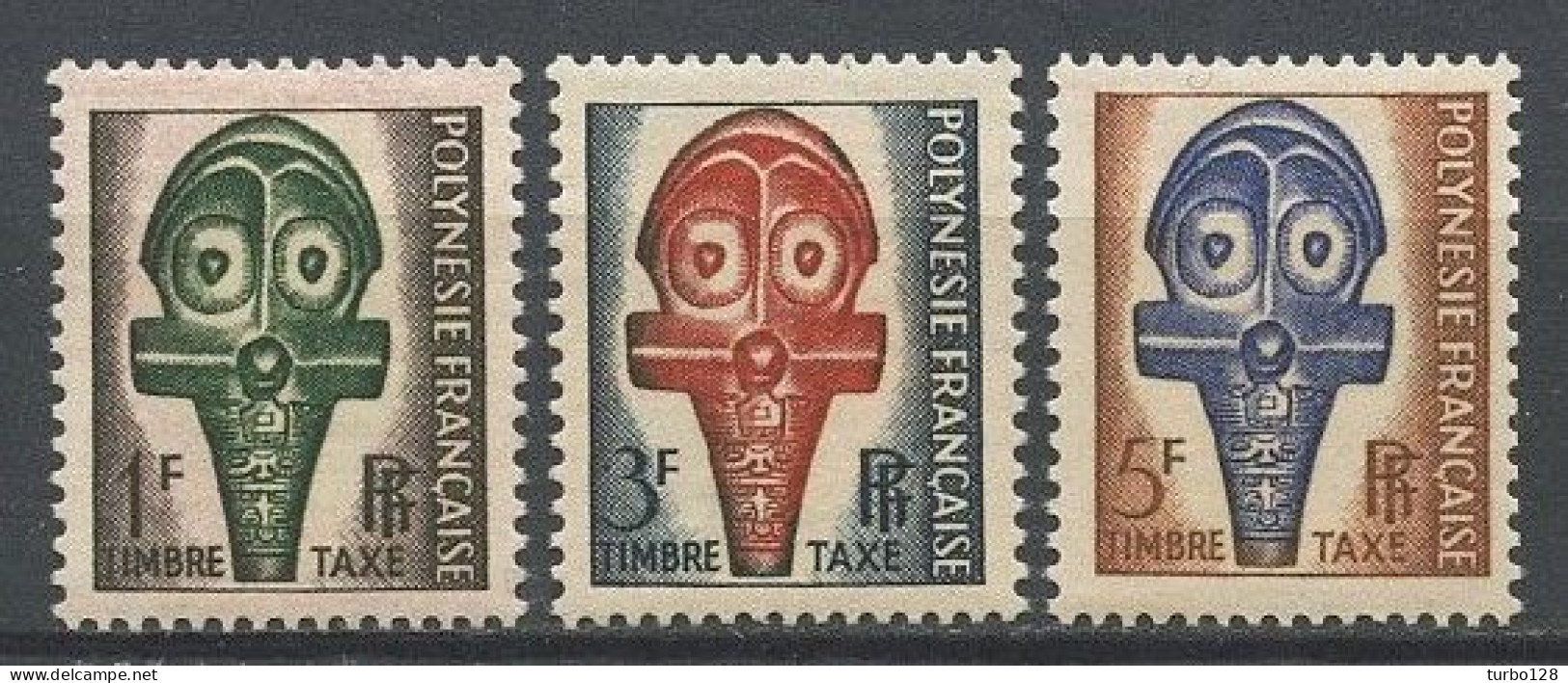 POLYNESIE 1958 Taxe N° 1 à 3 ** Neufs MNH Superbes  C 2.90 € Masques - Portomarken