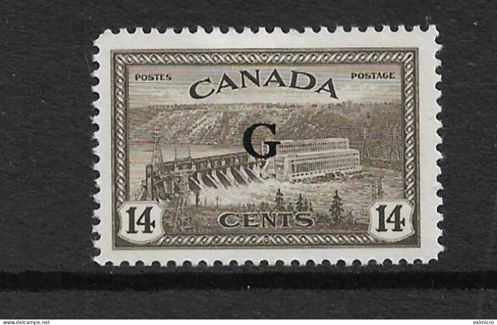 CANADA 1950 14c OFFICIAL 'G' OVERPRINT SG O186 MOUNTED MINT Cat £23 - Overprinted