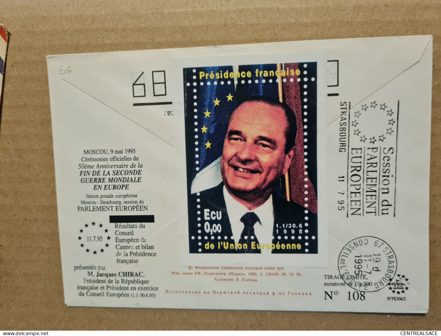 Lettre   LETTRE RUSSIE URSS LETTRE MOSCOU FIN 2e GUERRE MONDIALE 1995  VIGNETTE CHIRAC - ...-1857 Vorphilatelie