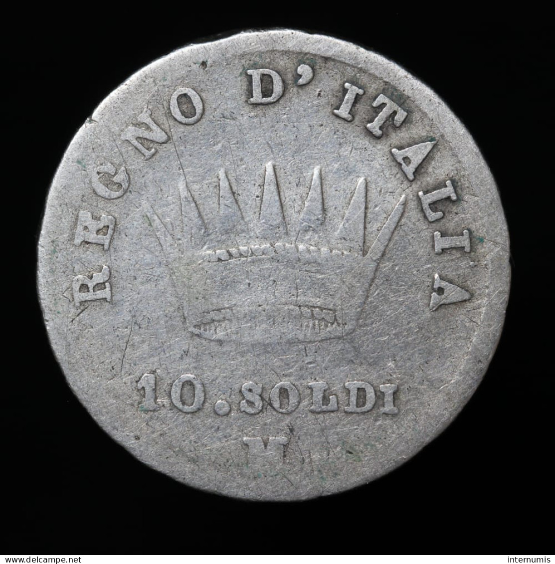 Italie / Italy, Napoleon, 10 Soldi, 1814-M, Milan, Argent (Silver), TB (F), C#6.1, - Napoleoniche