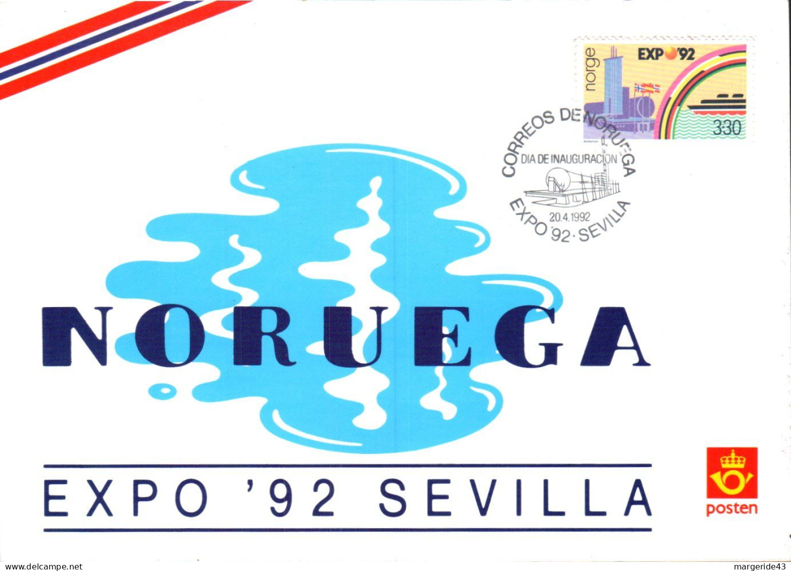 NORVEGE FDC 1992 EXPO UNIVERSELLE DE SEVILLE - Lettres & Documents