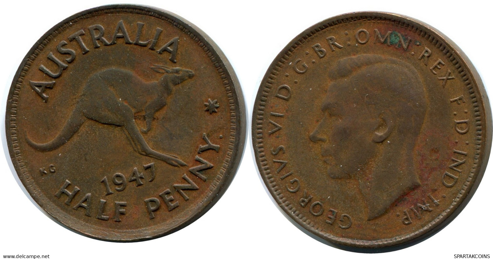 1/2 PENNY 1947 AUSTRALIEN AUSTRALIA I Münze #AX359.D - ½ Penny