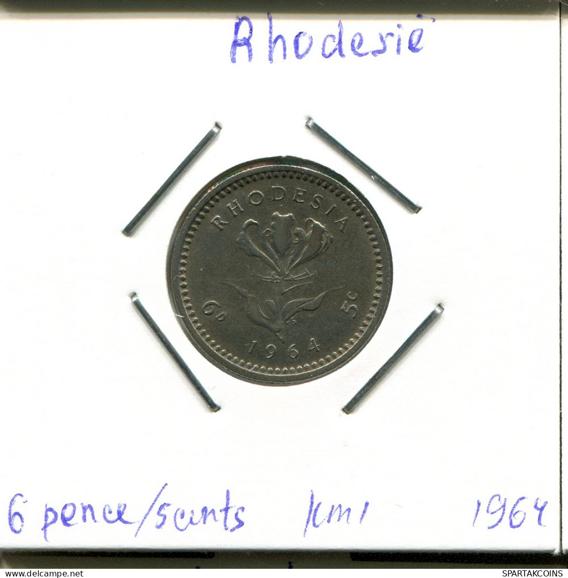 6 Pence / 5 Cents 1964 RHODESIA ZIMBABWE Coin #AP622.2.U - Simbabwe