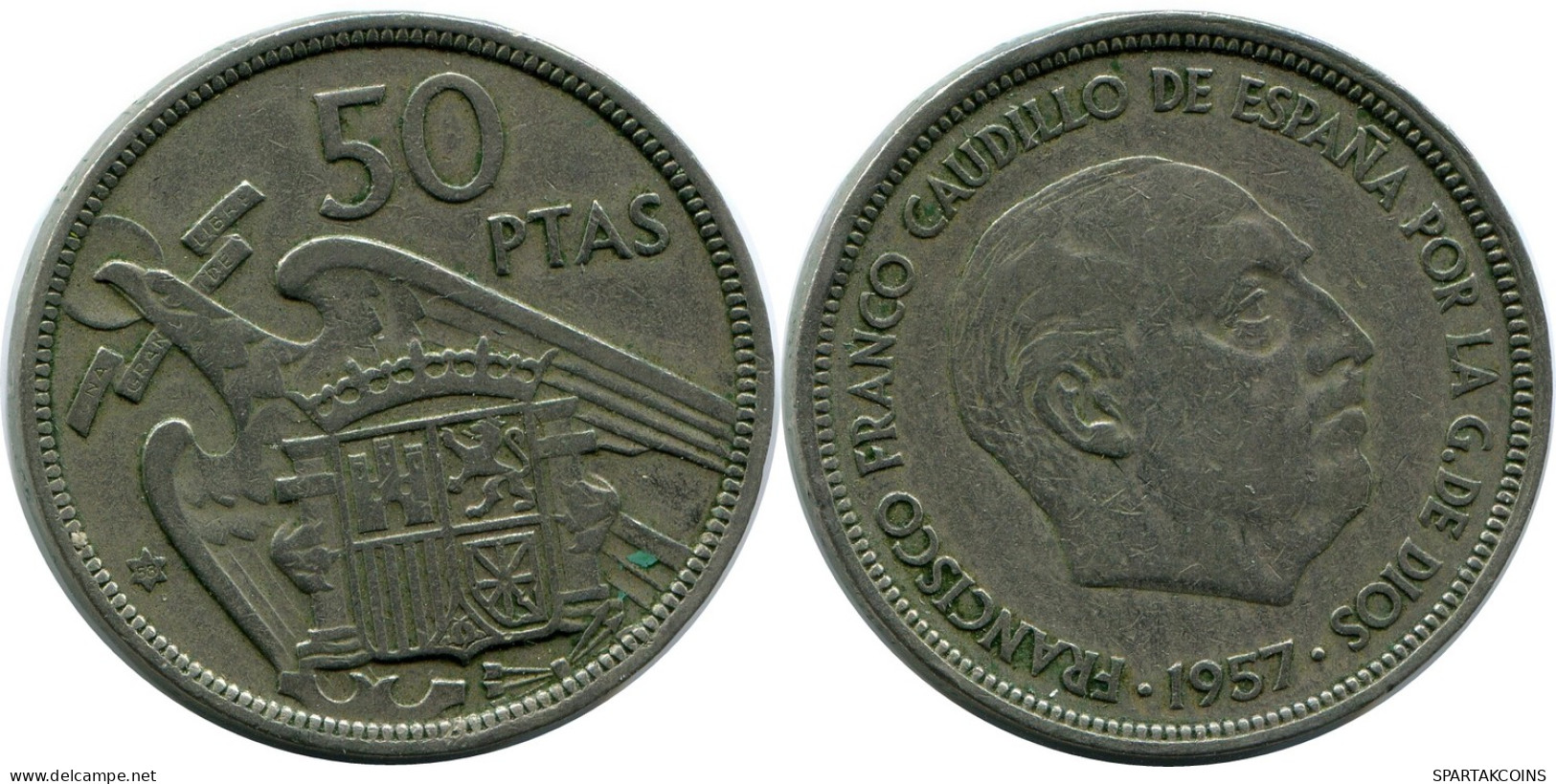 50 PESETAS 1957 SPAIN Coin #AR187.U - 50 Pesetas