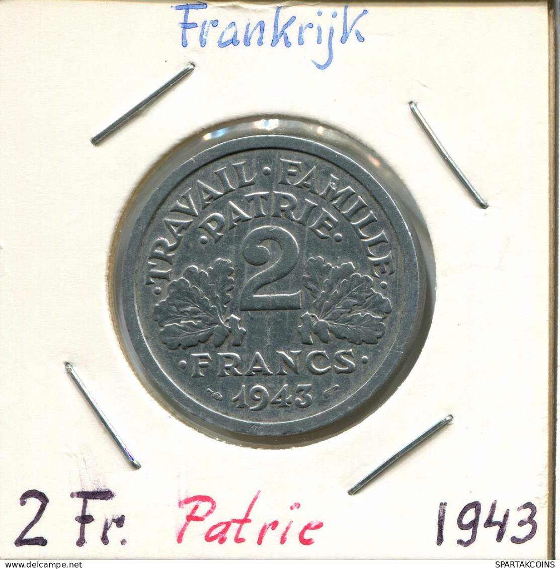 2 FRANCS 1943 FRANKREICH FRANCE Französisch Münze Französisch State #AM337.D - 2 Francs