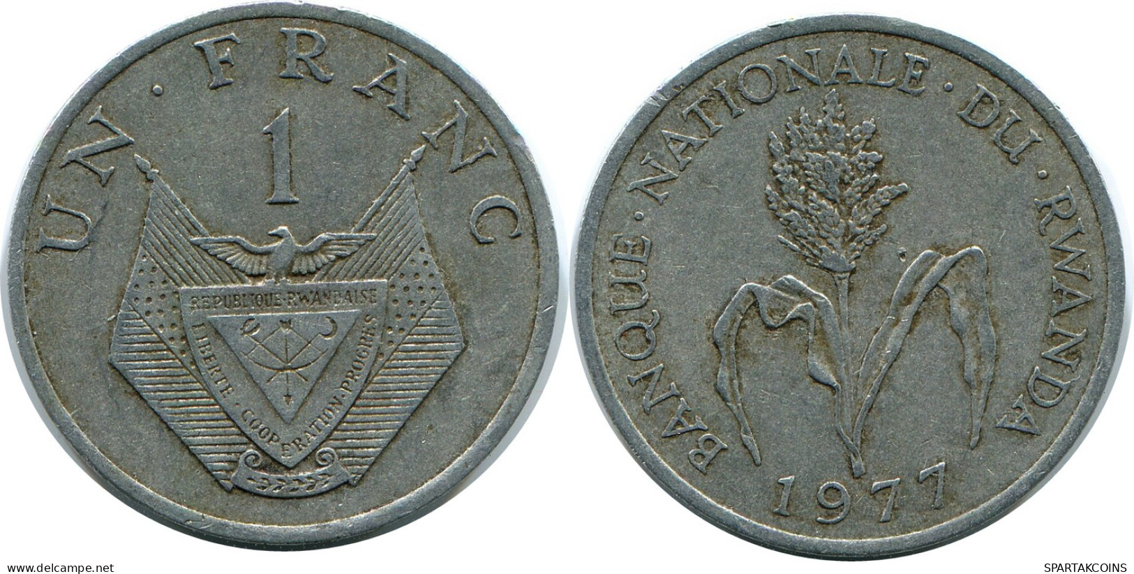 1 FRANC 1977 RWANDA (RUANDA) Münze #AP922.D - Rwanda