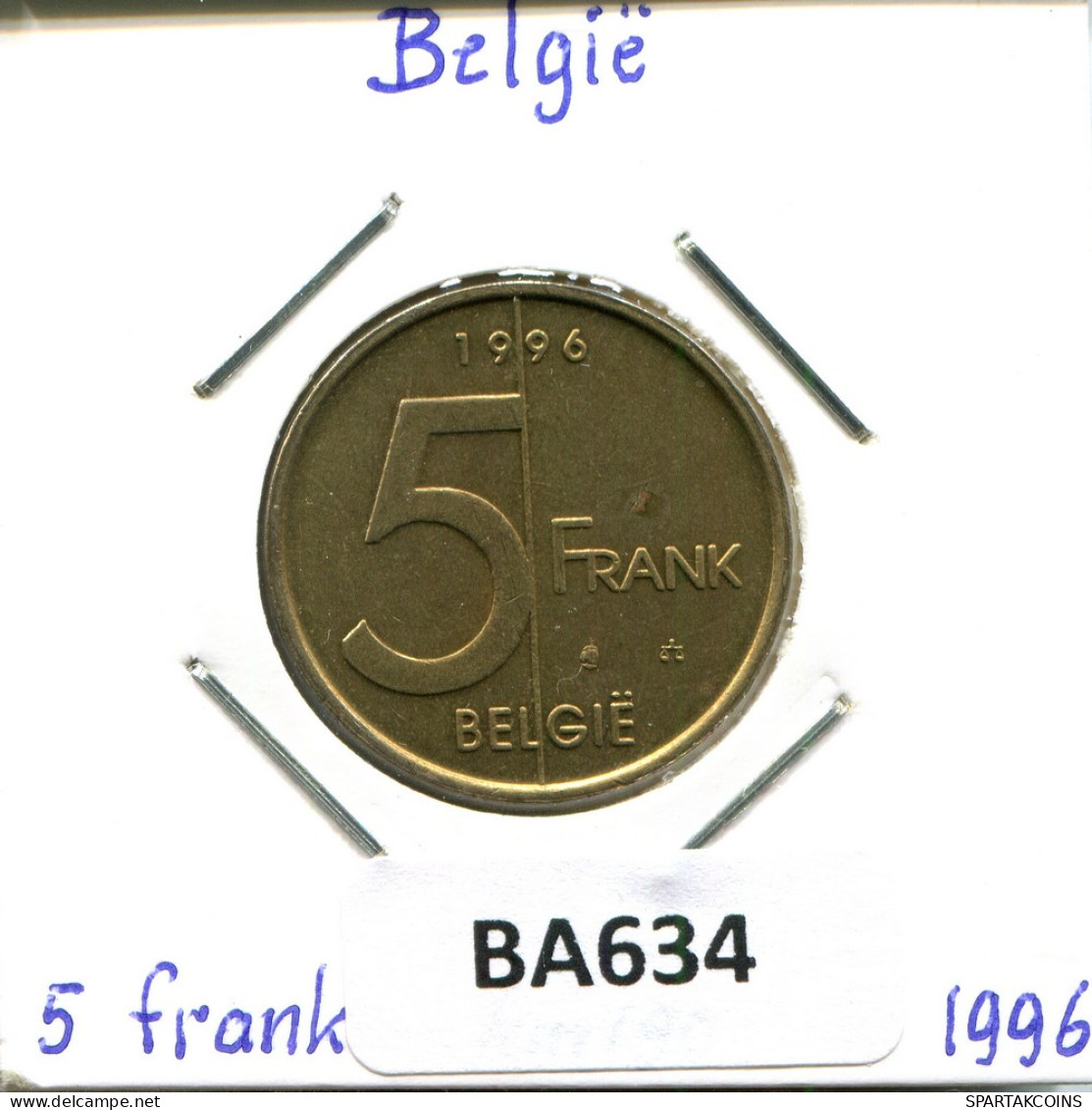 5 FRANCS 1996 BELGIQUE BELGIUM Pièce DUTCH Text #BA634.F - 5 Francs