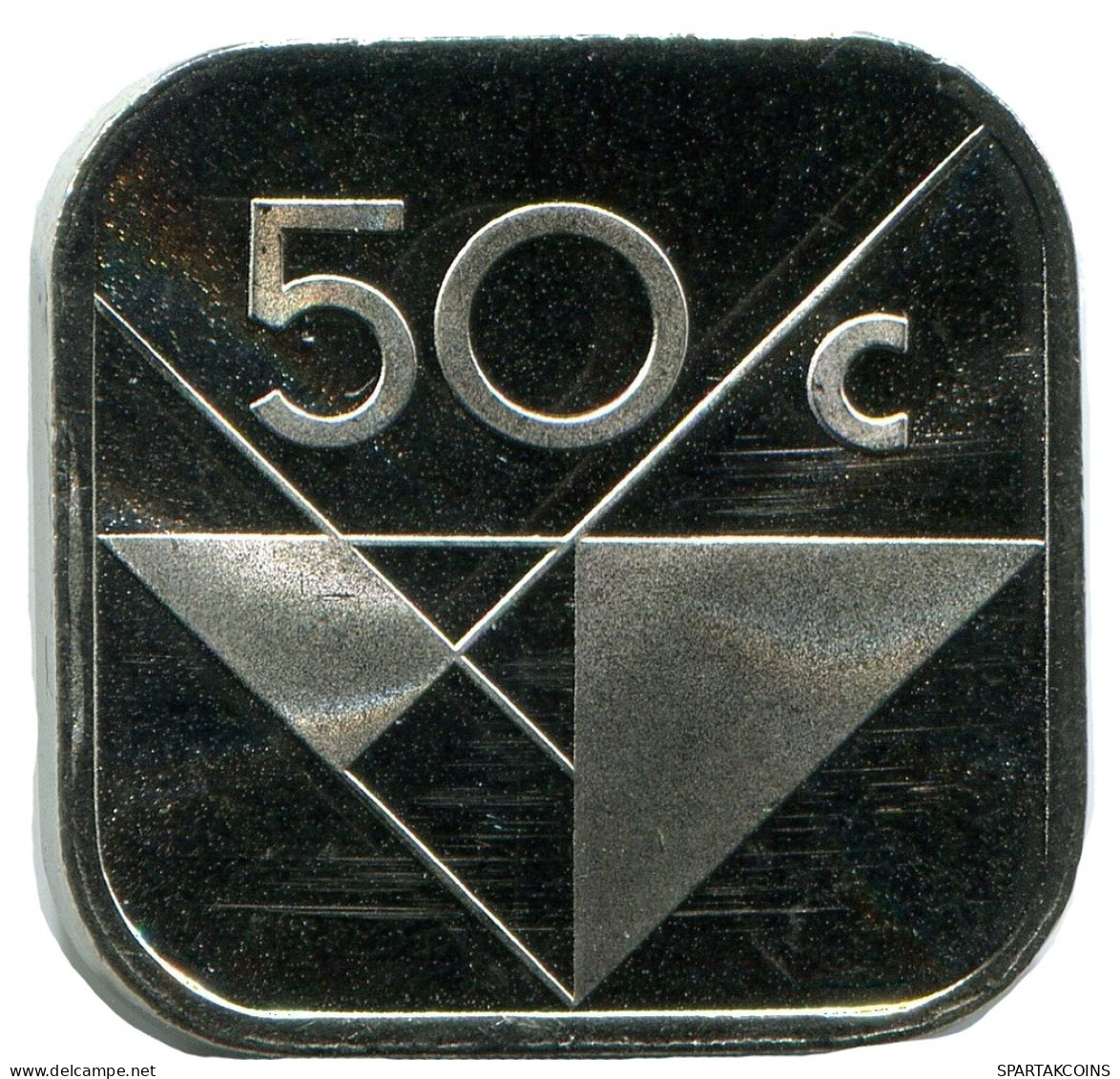 50 CENTS 1986 ARUBA Coin (From BU Mint Set) #AH053.U - Aruba
