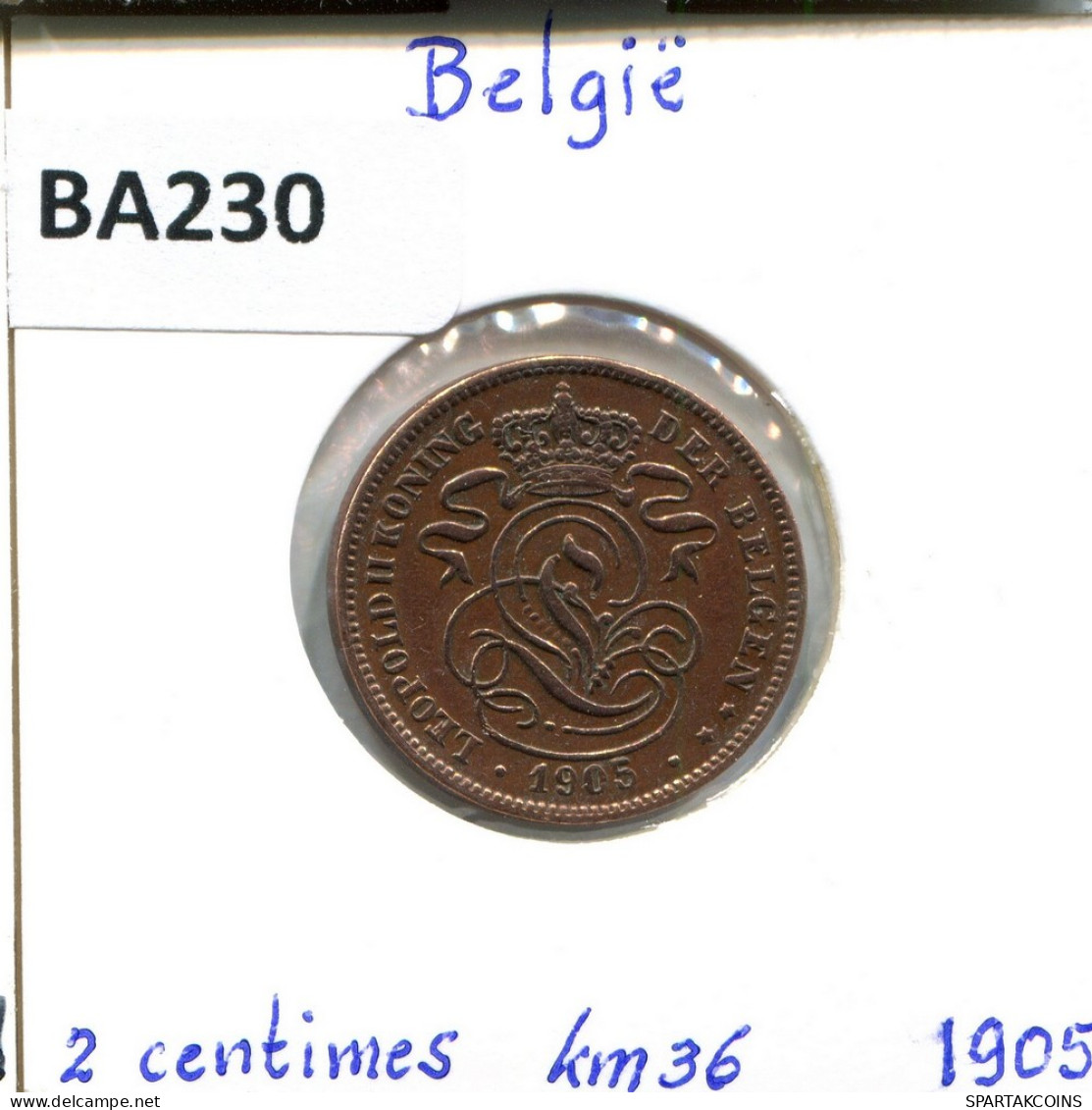 2 CENTIMES 1905 DUTCH Text BELGIUM Coin #BA230.U - 2 Centimes