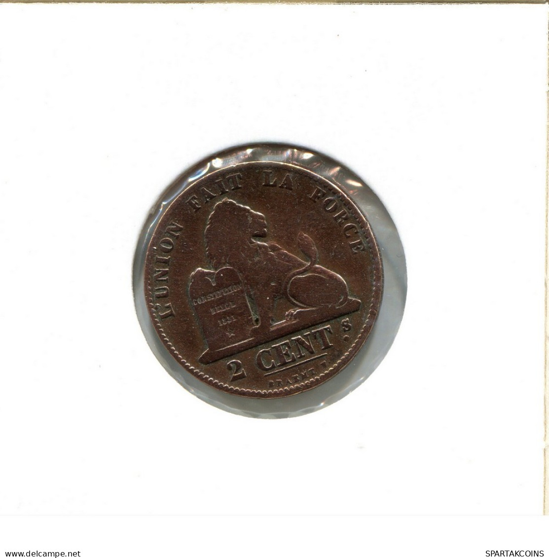 2 CENTIMES 1863 FRENCH Text BÉLGICA BELGIUM Moneda #BA220.E - 2 Cents