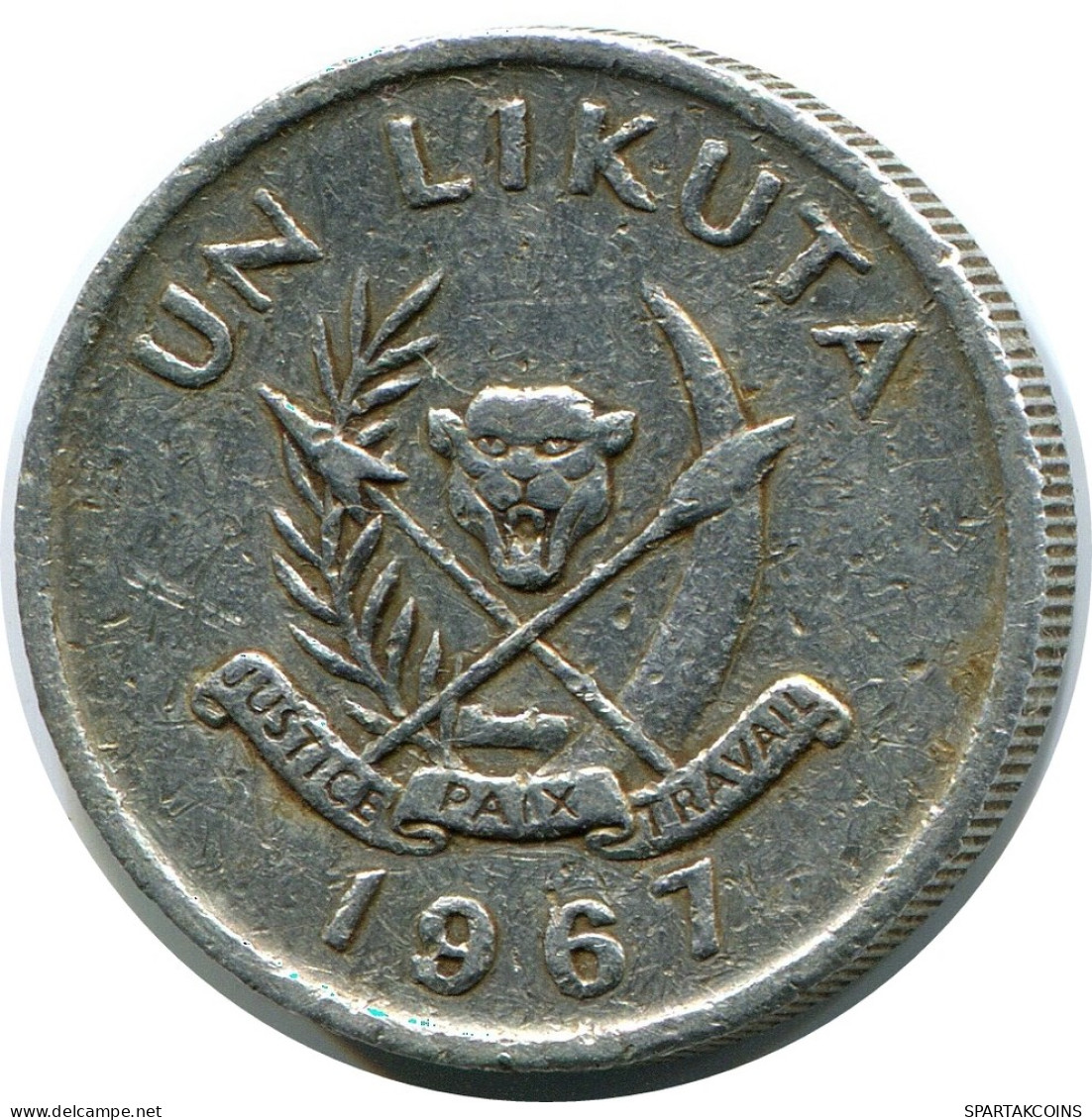 1 LIKUTA 1967 CONGO Coin #AP852.U - Congo (Democratic Republic 1964-70)