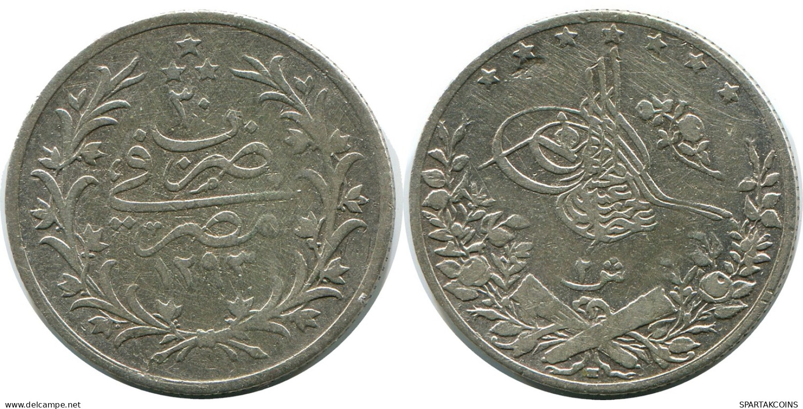 2 QIRSH 1894 ÄGYPTEN EGYPT Islamisch Münze #AH264.10.D - Egypt