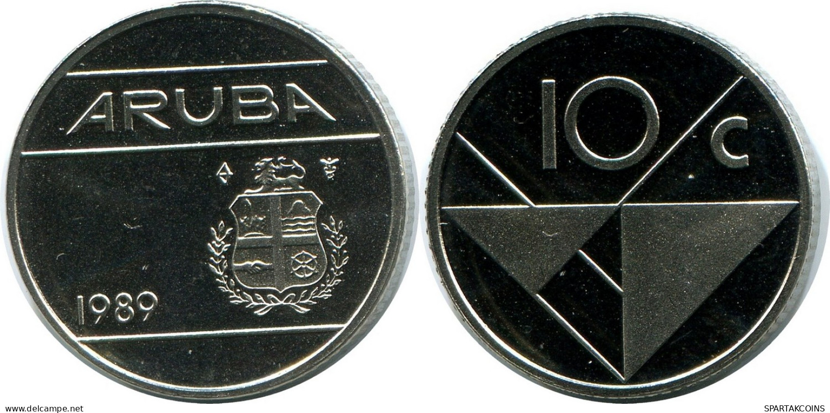 10 CENTS 1989 ARUBA Münze (From BU Mint Set) #AH075.D - Aruba