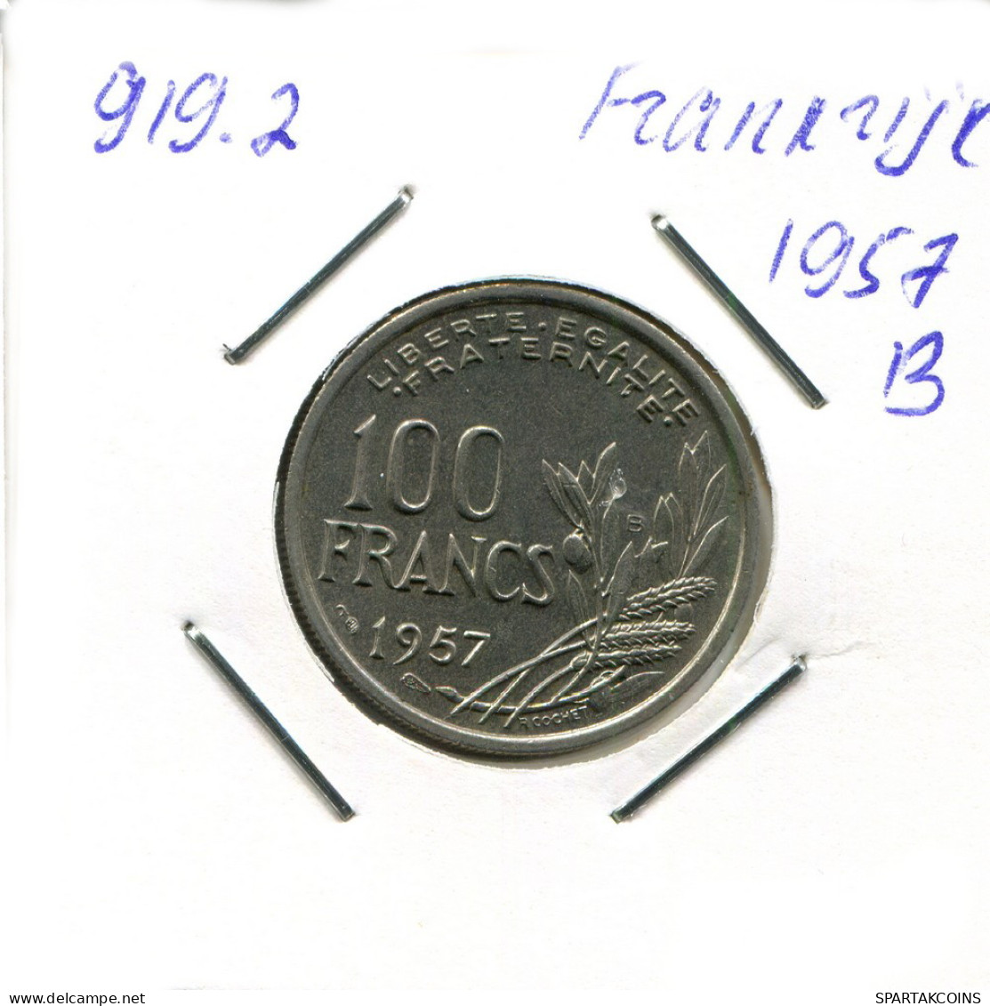 100 FRANCS 1957 B FRANCIA FRANCE Moneda #AN484.E - 100 Francs