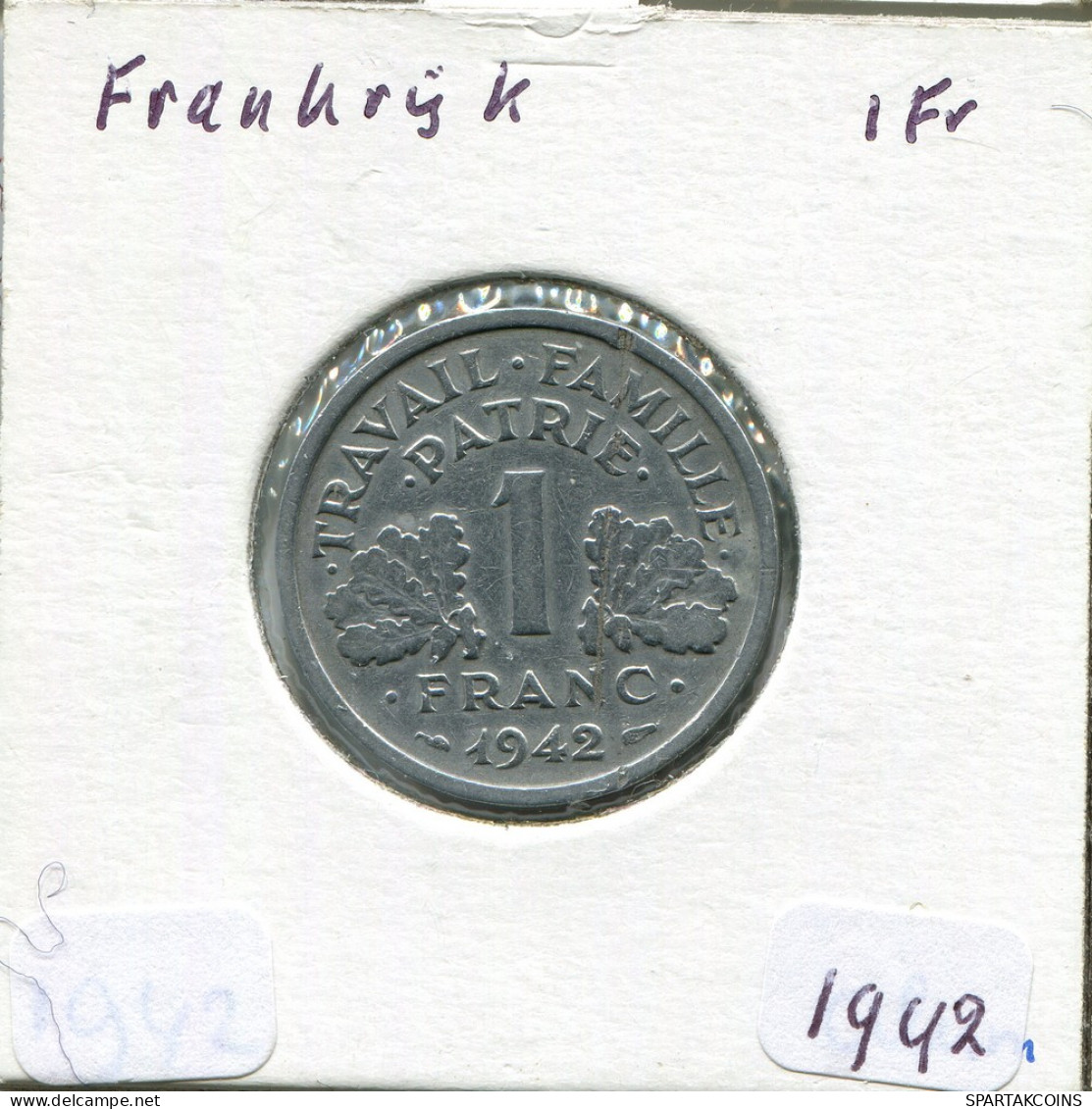 1 FRANC 1942 (Heavy Type) FRANCE Pièce Française #AM536.F - 1 Franc