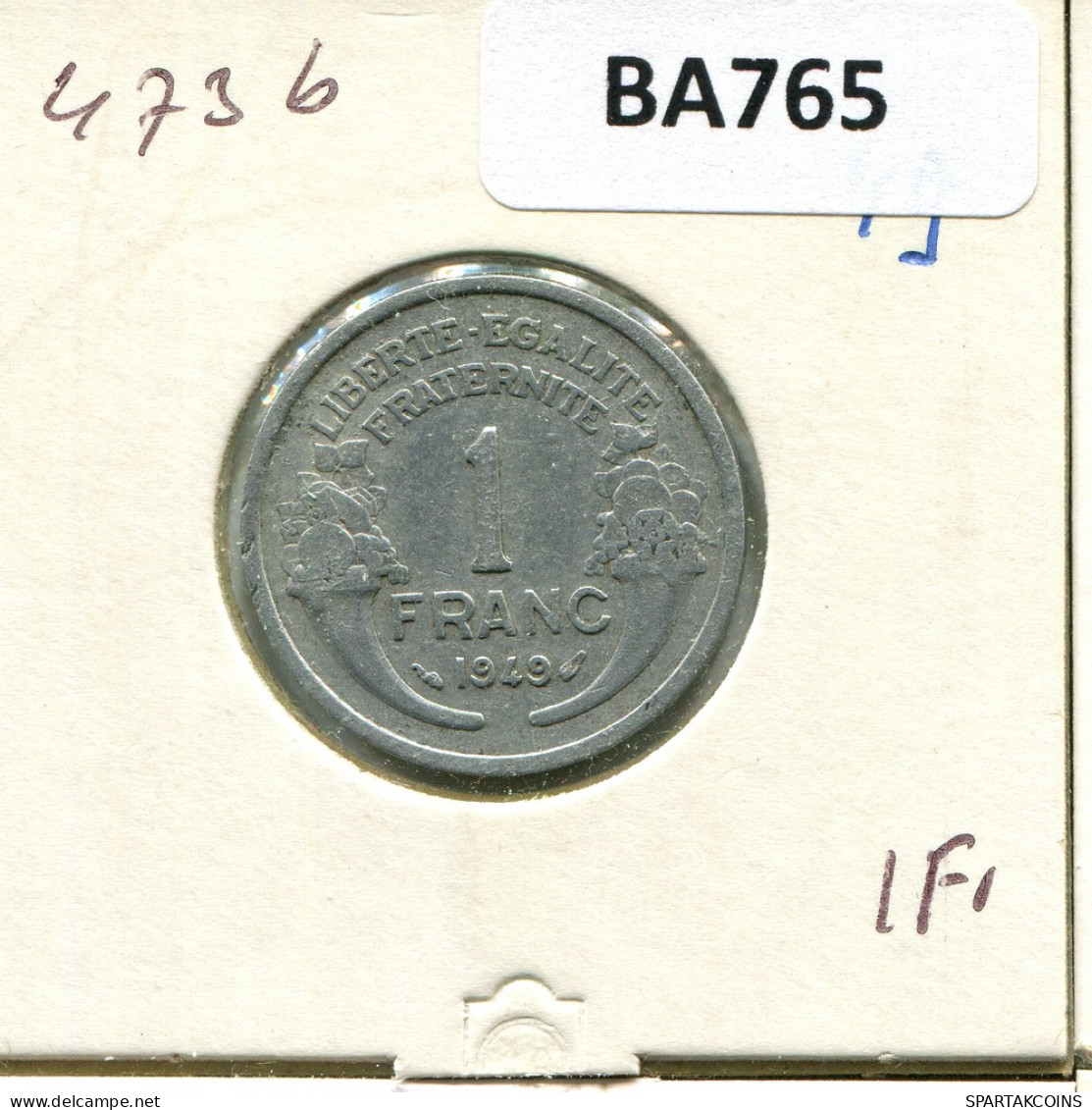 1 FRANC 1949 FRANCIA FRANCE Moneda #BA765.E - 1 Franc