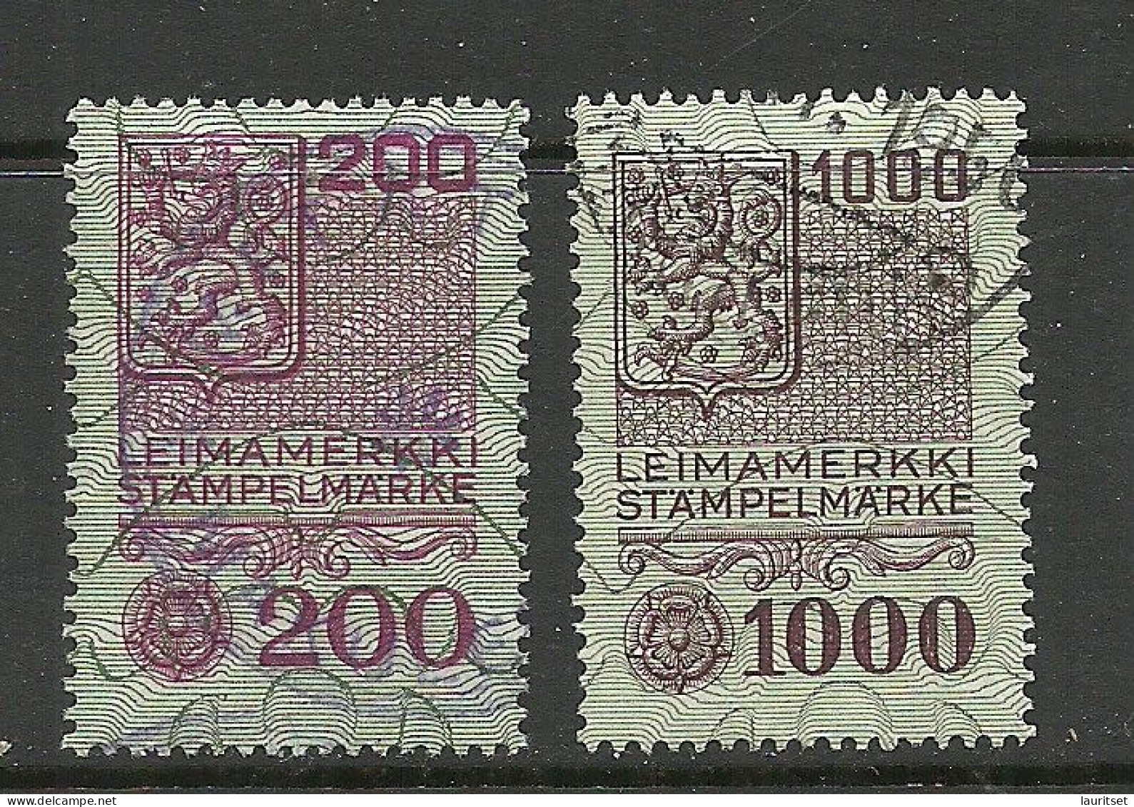 FINLAND FINNLAND Stempelmarken Documentary Tax Taxe 200 & 100 Mk. O - Revenue Stamps