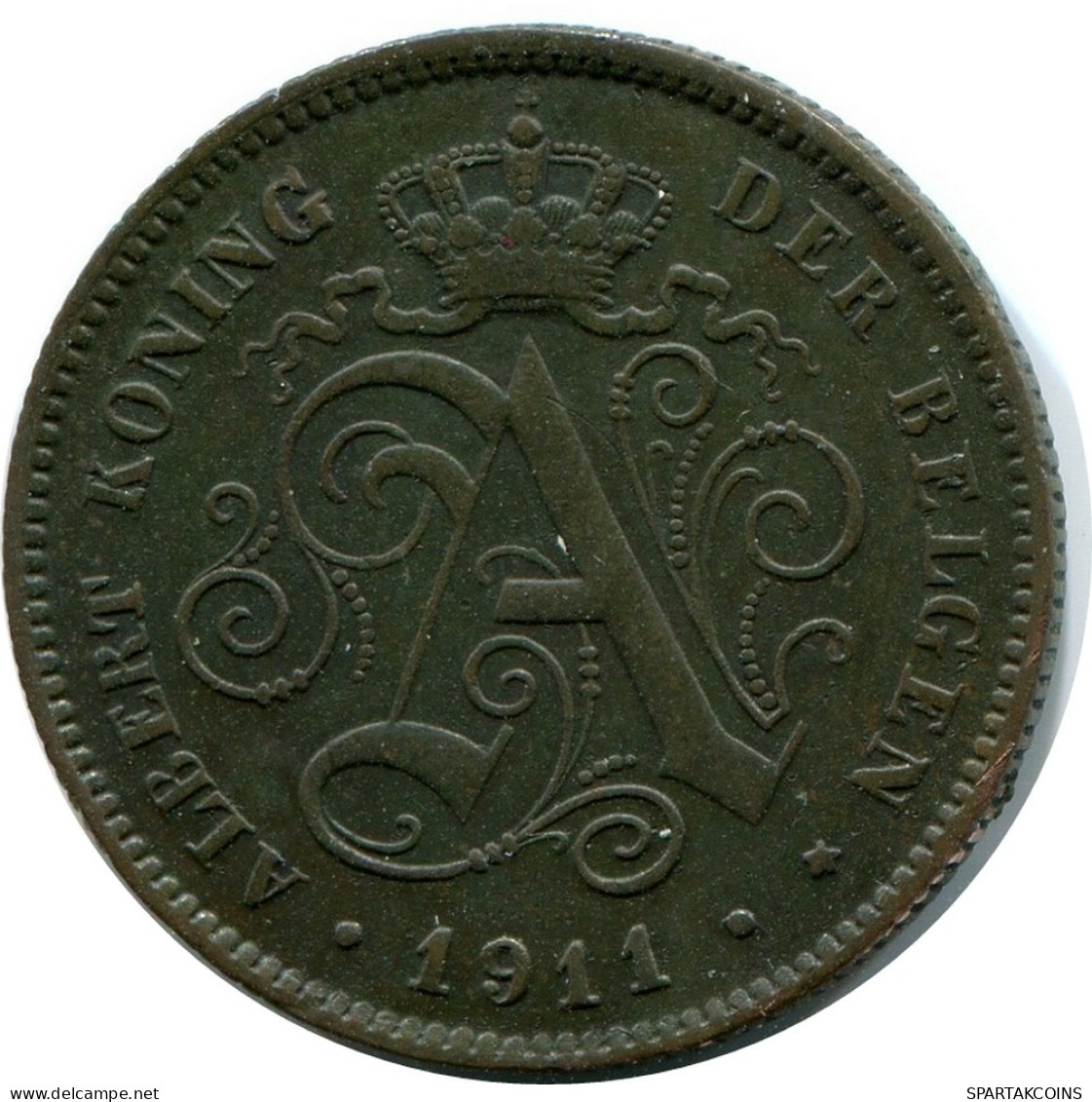 2 CENTIMES 1911 BELGIEN BELGIUM Münze DUTCH Text #AX361.D - 2 Cent
