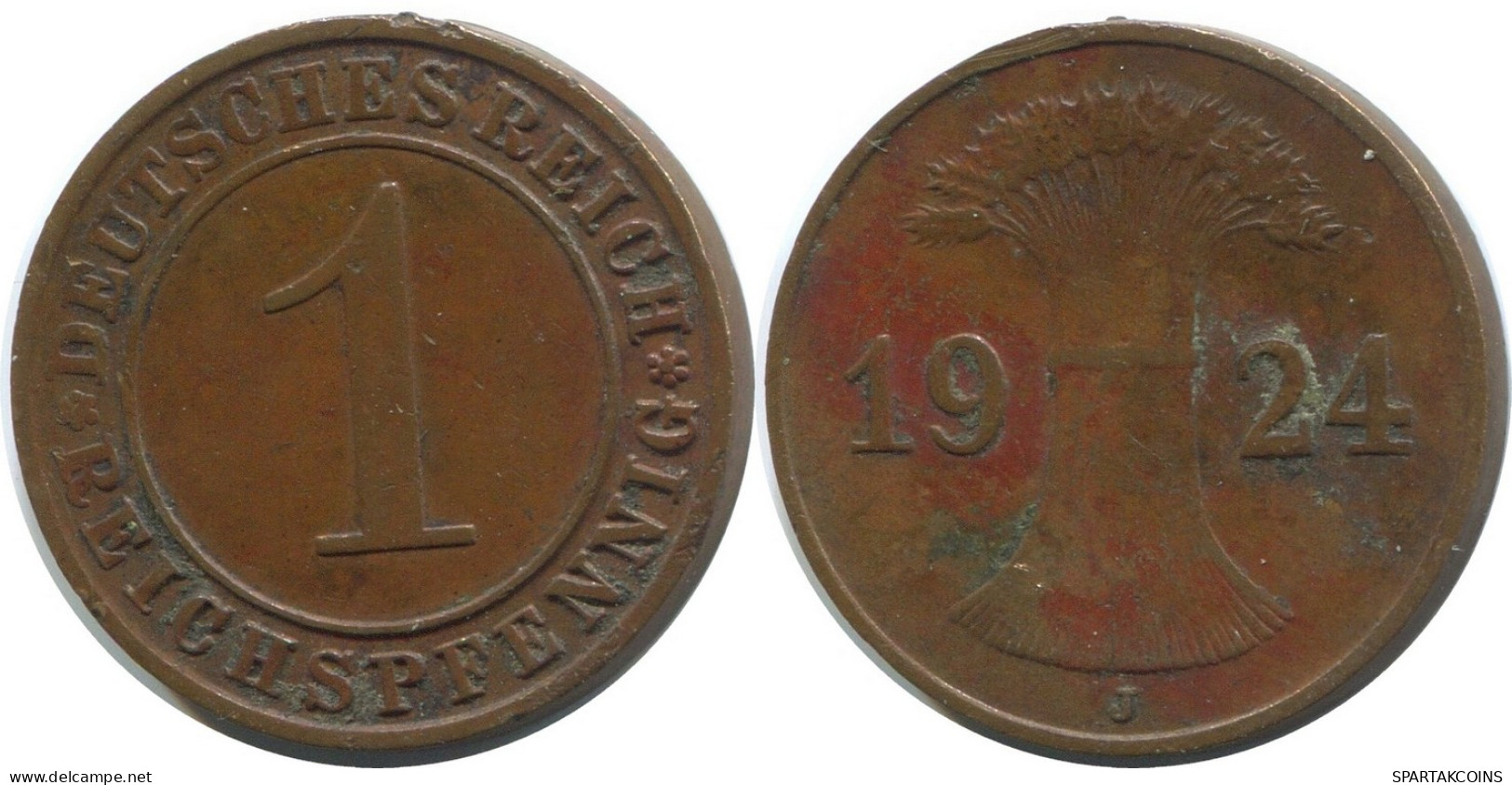 1 REICHSPFENNIG 1924 J ALEMANIA Moneda GERMANY #AD436.9.E - 1 Rentenpfennig & 1 Reichspfennig