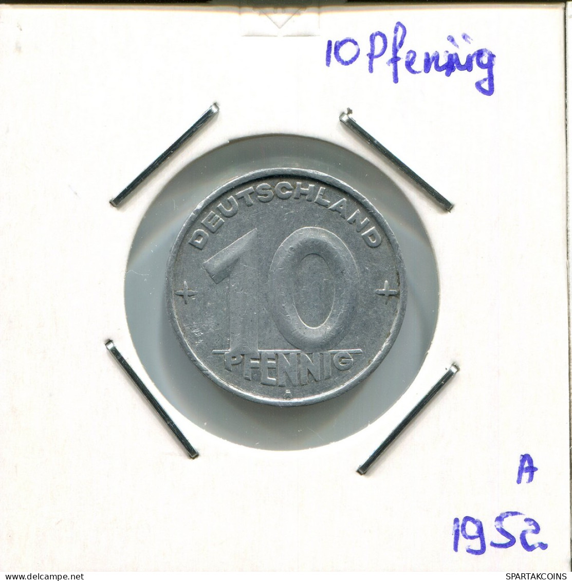 10 PFENNIG 1952 DDR EAST DEUTSCHLAND Münze GERMANY #AR757.D - 10 Pfennig