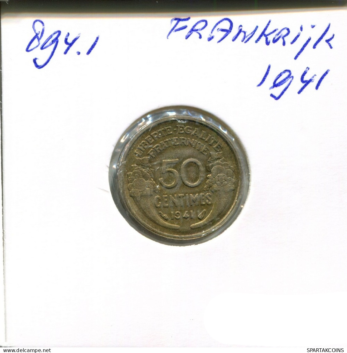 50 CENTIMES 1941 FRANKREICH FRANCE Französisch Münze #AN218.D - 50 Centimes