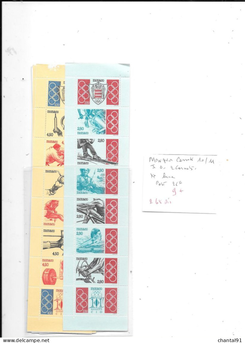 MONACO N° CARNETS 10/11 JEUX OLYMPIQUES - Postzegelboekjes